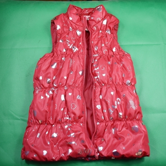 Girl's Red Faded Glory Valentine's Puffer Vest (M) - Picture 1 of 4